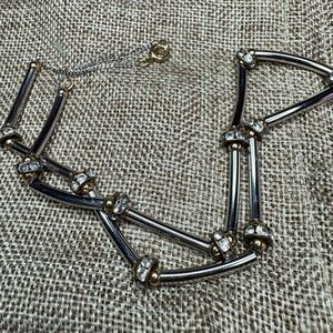 Two-Tone Silver and Gold Crystal Bar Necklace